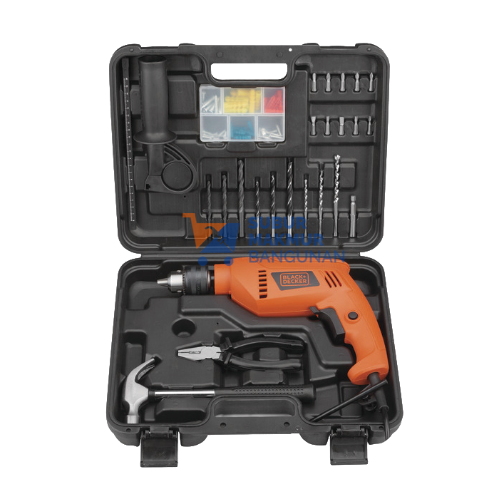 BLACK+DECKER HD555KOPR-B1 HAMMER DRILL 13MM+88ACC