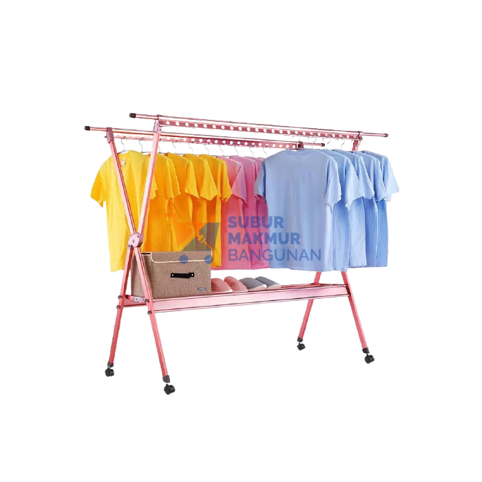 LIVEO LV-798 JEMURAN LANTAI DOUBLE POLE X-HANGER