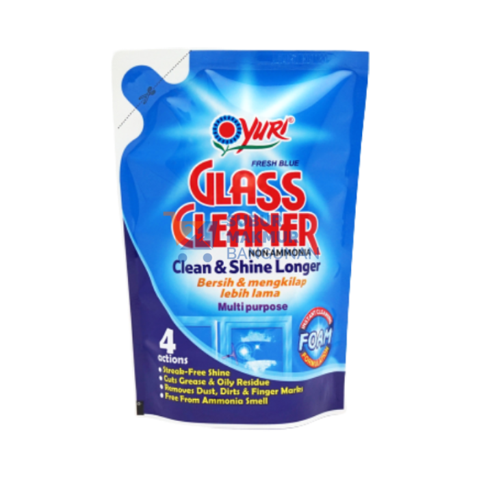 YURI GLASS CLEANER FOAM POUCH FRESH BLUE 410ML