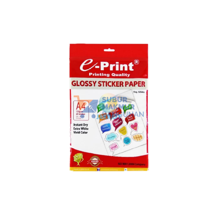 E-PRINT A4 GLOSSY STICKER PAPER 135GSM 20S