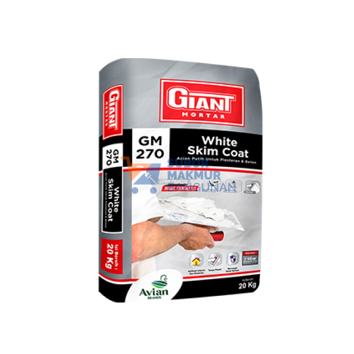 GIANT MORTAR 270 SKIM COAT PUTIH 20KG